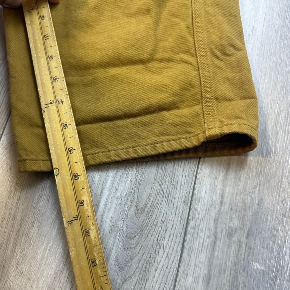 Uniqlo Denim Pleated Trousers Womens 29x30 Mustard Yellow Pants Baggy Loose - Picture 5 of 10